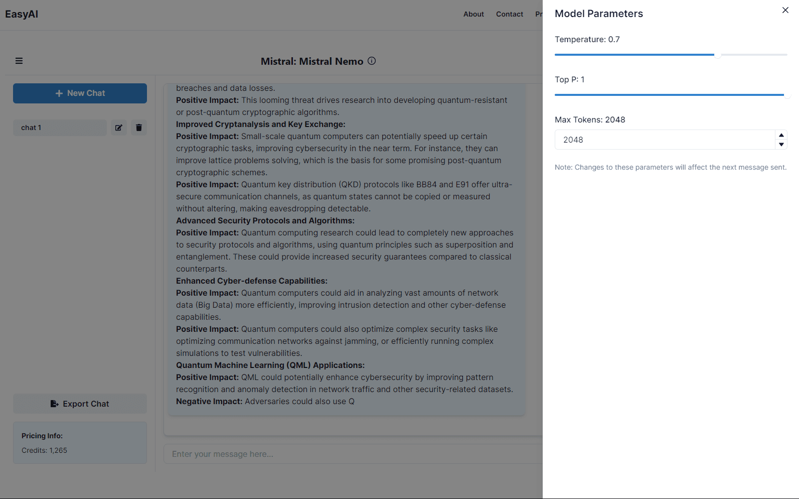 EasyAI – Dashboard