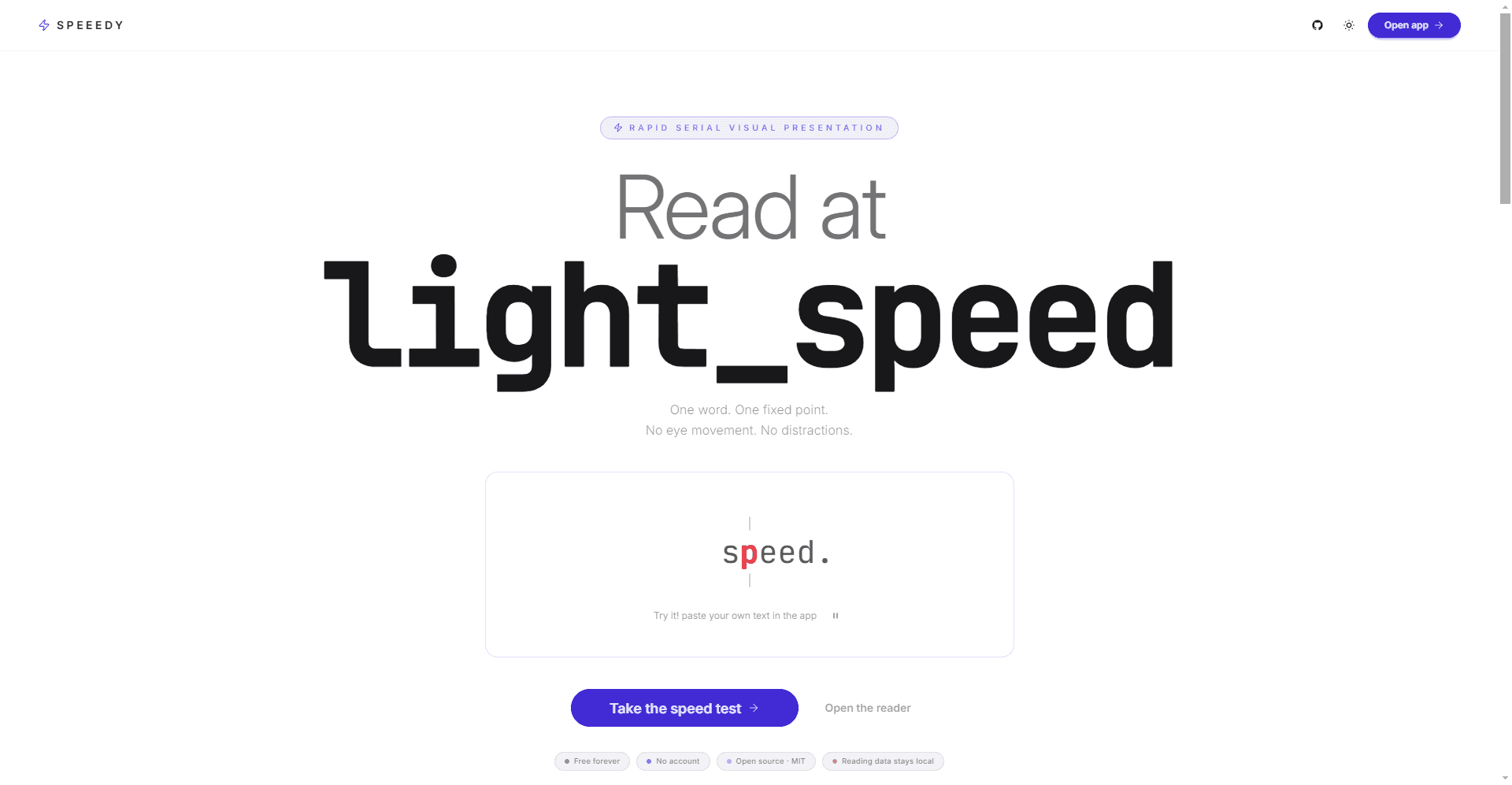 Speeedy – RSVP Reader Dashboard