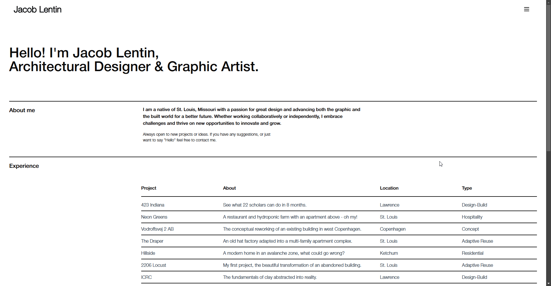 Architecture Portfolio – Projects Grid